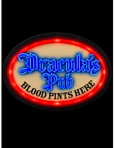 Enseigne néon Halloween Dracula's Pub – 55 × 38 cm
