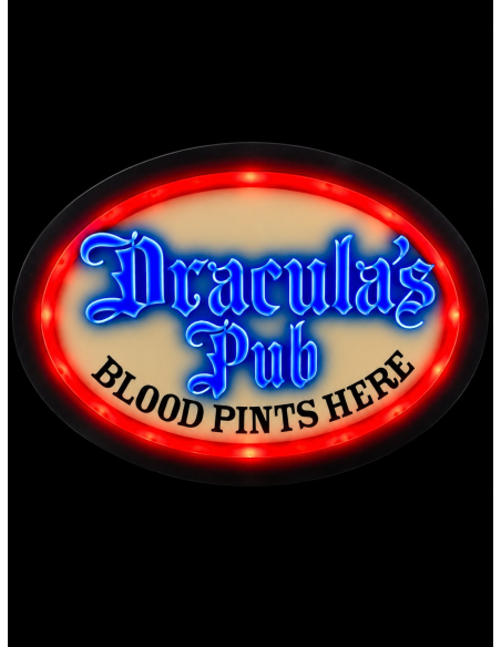 Enseigne néon Halloween Dracula's Pub – 55 × 38 cm