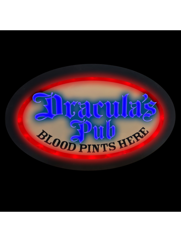 Enseigne néon Halloween Dracula's Pub – 55 × 38 cm