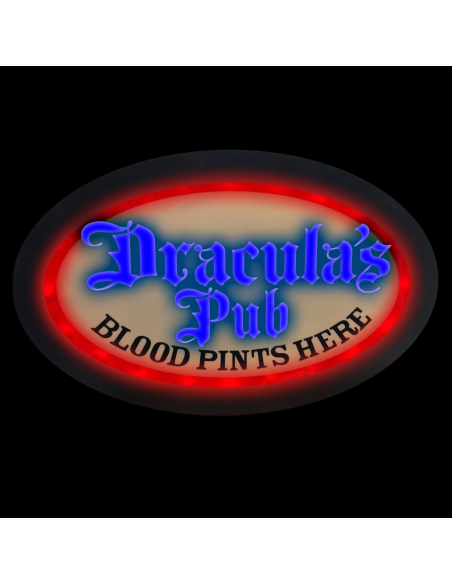 Enseigne néon Halloween Dracula's Pub – 55 × 38 cm
