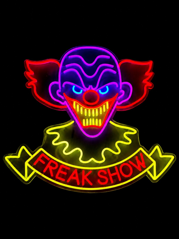 Lumière Néon Clown Freak Show – Décoration Halloween Cirque Maléfique