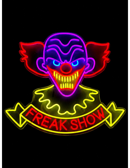 Lumière Néon Clown Freak Show – Décoration Halloween Cirque Maléfique