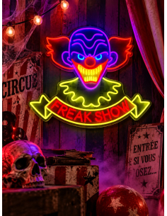 Lumière Néon Clown Freak Show – Décoration Halloween Cirque Maléfique