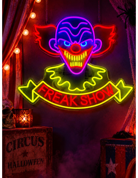 Lumière Néon Clown Freak Show – Décoration Halloween Cirque Maléfique