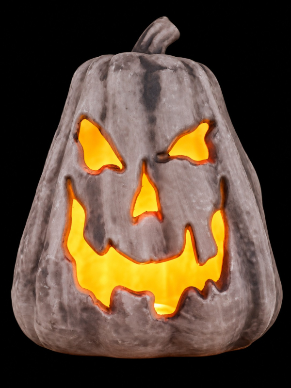 Citrouille Halloween lumineuse souriante effet flamme – 23 x 25 x 30 cm