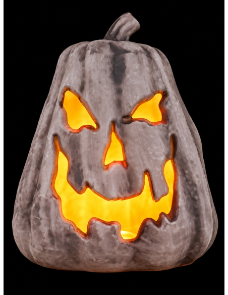Citrouille Halloween lumineuse souriante effet flamme – 23 x 25 x 30 cm