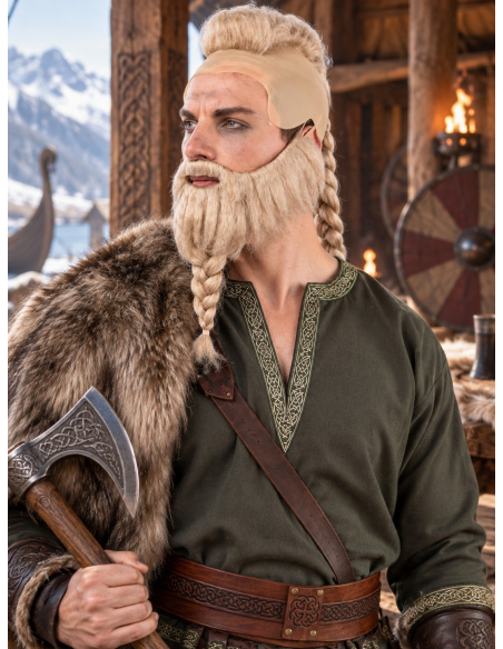Perruque Walhalla blonde avec barbe – Viking