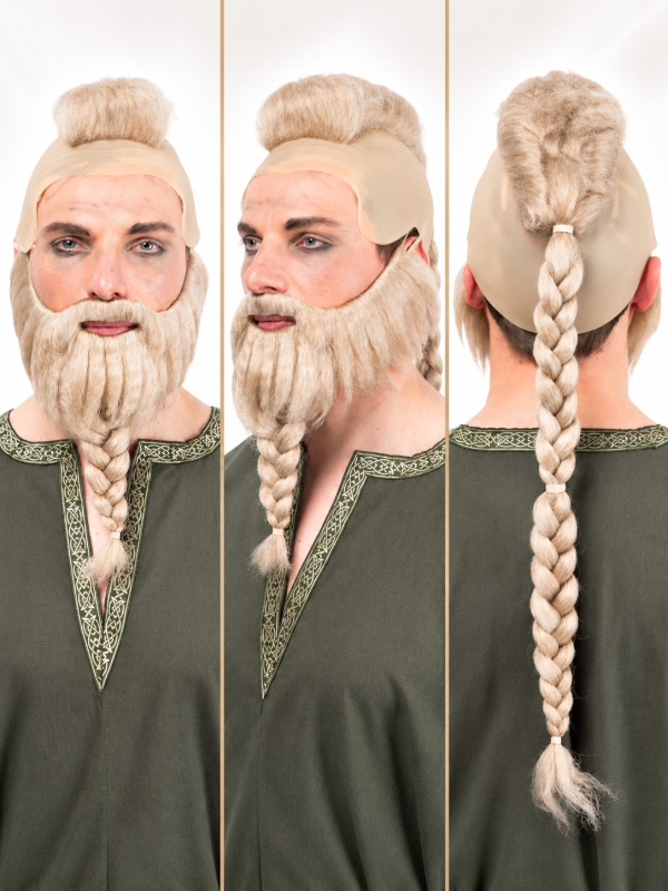 Perruque Walhalla blonde avec barbe – Viking
