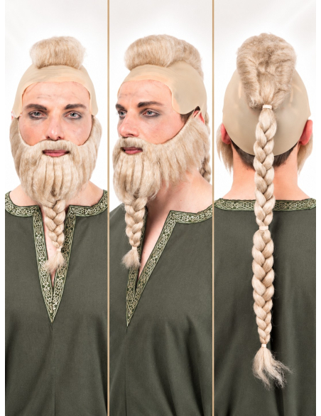 Perruque Walhalla blonde avec barbe – Viking