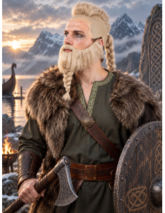Perruque Walhalla blonde avec barbe – Viking