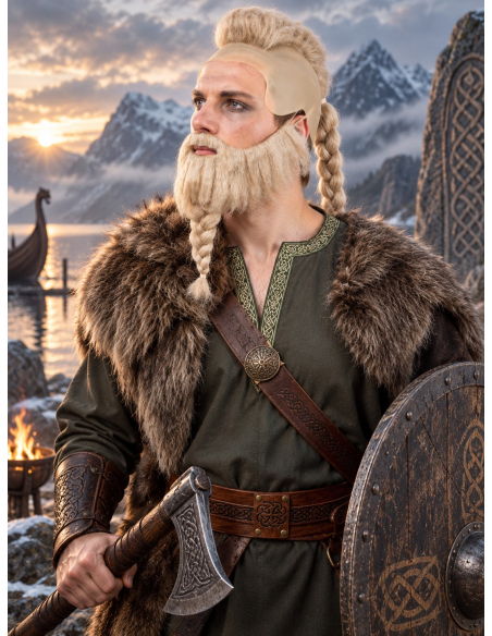 Perruque Walhalla blonde avec barbe – Viking
