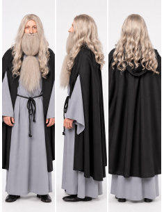 Perruque grise de magicien avec longue barbe 2