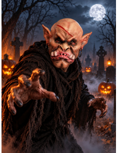 Masque orc monstrueux à piercings en mousse – Halloween