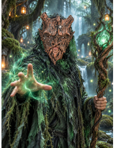 Masque sorcier de la forêt en mousse – effet écorce