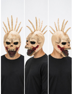 Masque tête de mort punk en latex avec crête osseuse – Halloween 2