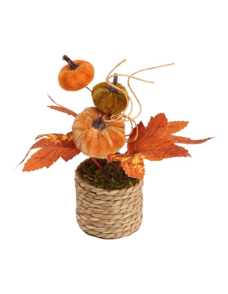 Petite décoration d’automne avec citrouilles – 14,5 cm