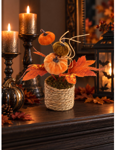 Petite décoration d’automne avec citrouilles – 14,5 cm 2