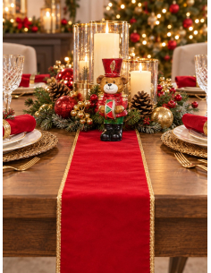 Ruban de Noël rouge effet velours et bords dorés – 12 cm x 5 m