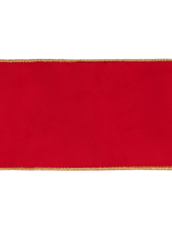Ruban de Noël rouge effet velours et bords dorés – 12 cm x 5 m