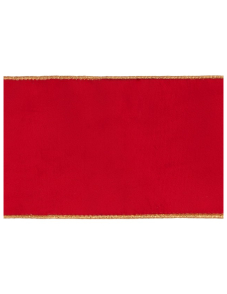 Ruban de Noël rouge effet velours et bords dorés – 12 cm x 5 m