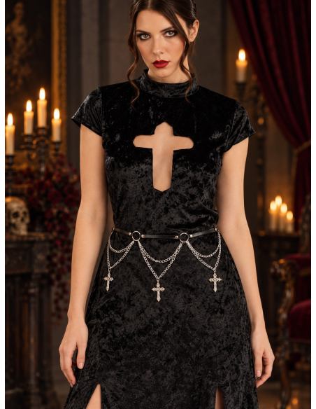 Déguisement vampiresse gothique femme 2 pièces – noir