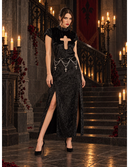 Déguisement vampiresse gothique femme 2 pièces – noir