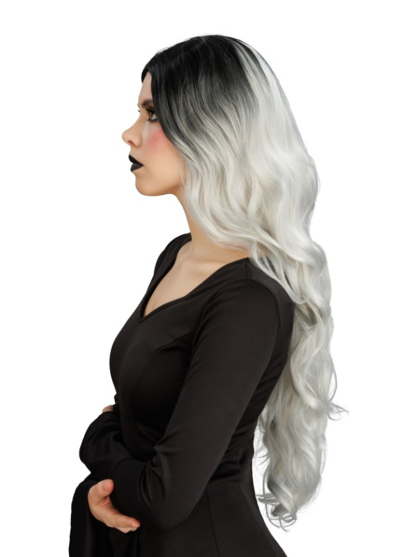Perruque de sorcière glamour cheveux ombrés grise