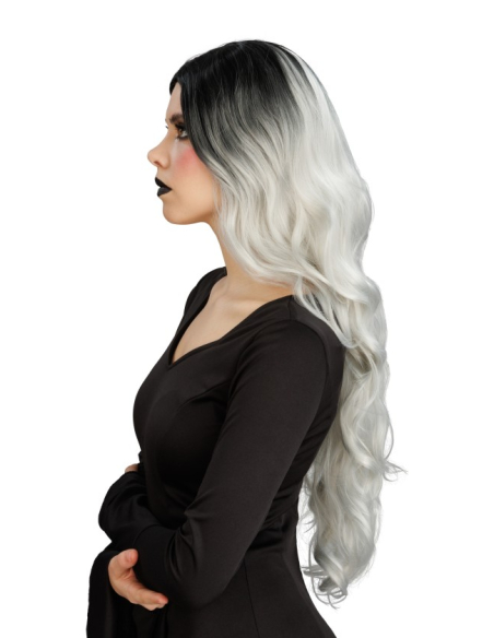 Perruque de sorcière glamour cheveux ombrés grise