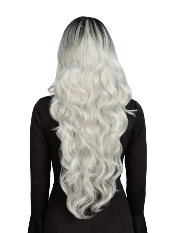 Perruque de sorcière glamour cheveux ombrés grise