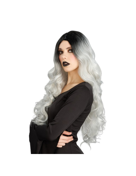 Perruque de sorcière glamour cheveux ombrés grise