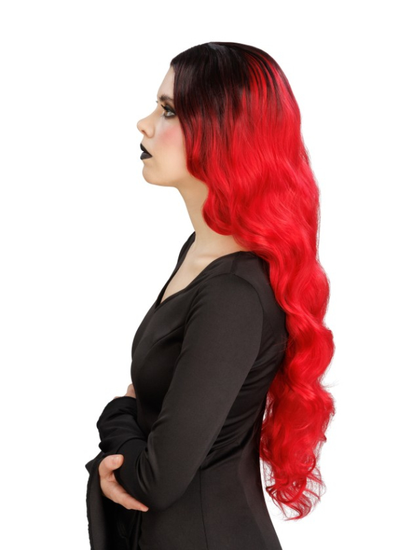 Perruque de sorcière glamour cheveux ombrés rouge