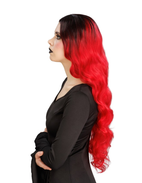 Perruque de sorcière glamour cheveux ombrés rouge