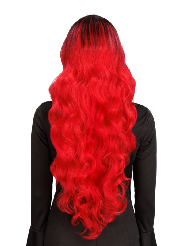 Perruque de sorcière glamour cheveux ombrés rouge