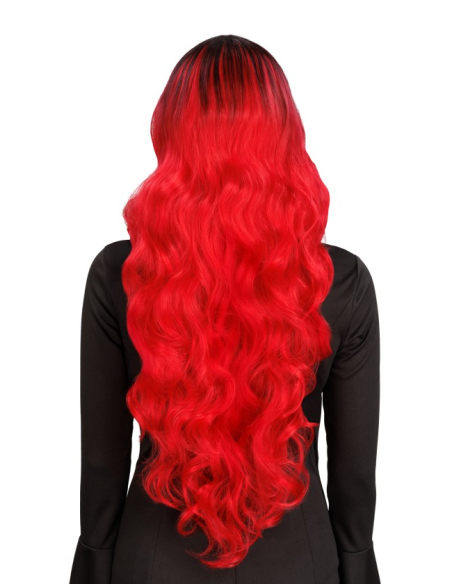 Perruque de sorcière glamour cheveux ombrés rouge