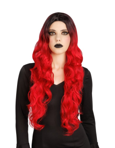 Perruque de sorcière glamour cheveux ombrés rouge