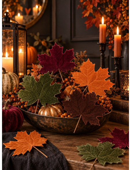 Feuille d’érable décorative effet velours – 29 cm