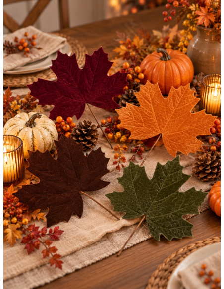 Feuille d’érable décorative effet velours – 29 cm