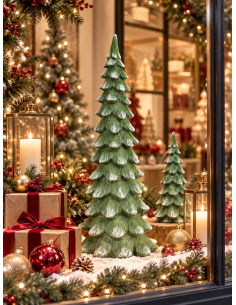Sapin décoratif de Noël vert enneigé en magnésie – 80 cm