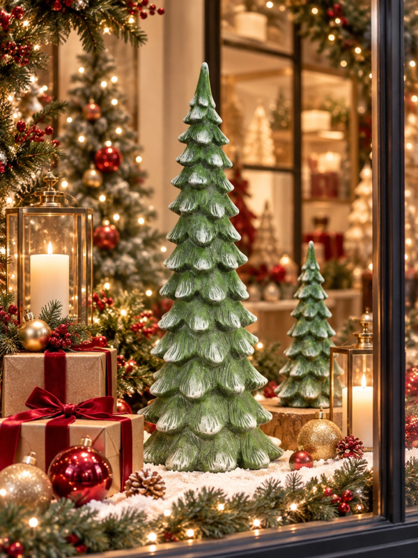 Sapin décoratif de Noël vert enneigé en magnésie – 80 cm