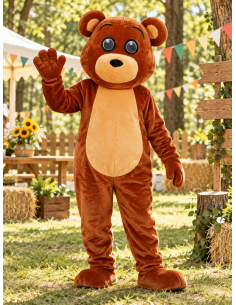 Mascotte ours marron adulte complète pour animation