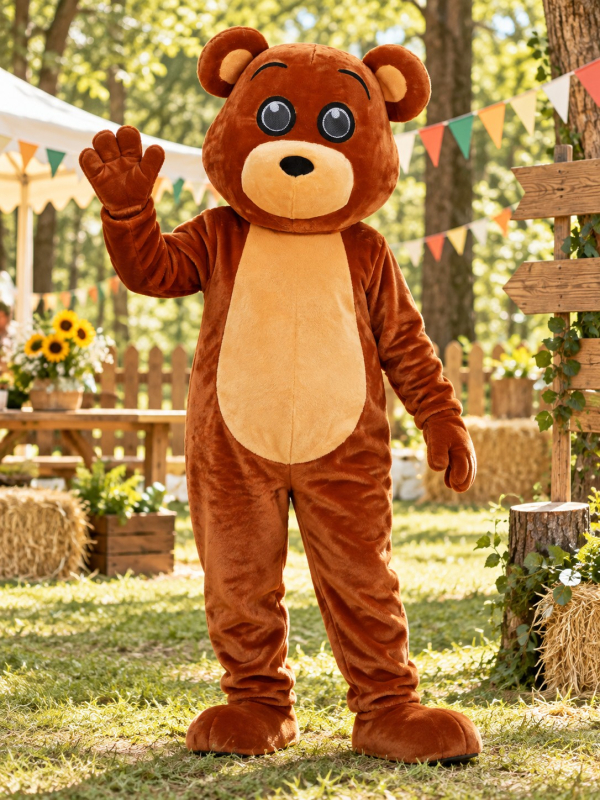 Mascotte ours marron adulte complète pour...