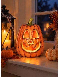 Citrouille Halloween lumineuse 26 cm – Jack-o'-lantern orange