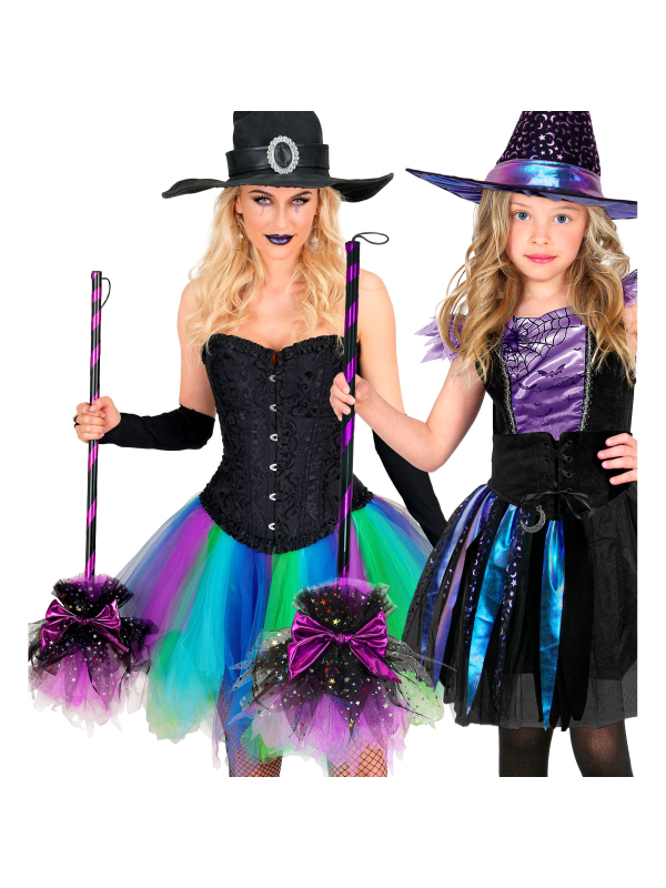 Balai de sorcière violet 85 cm – Accessoire Halloween