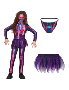 Déguisement squelette néon enfant avec tutu et masque 2