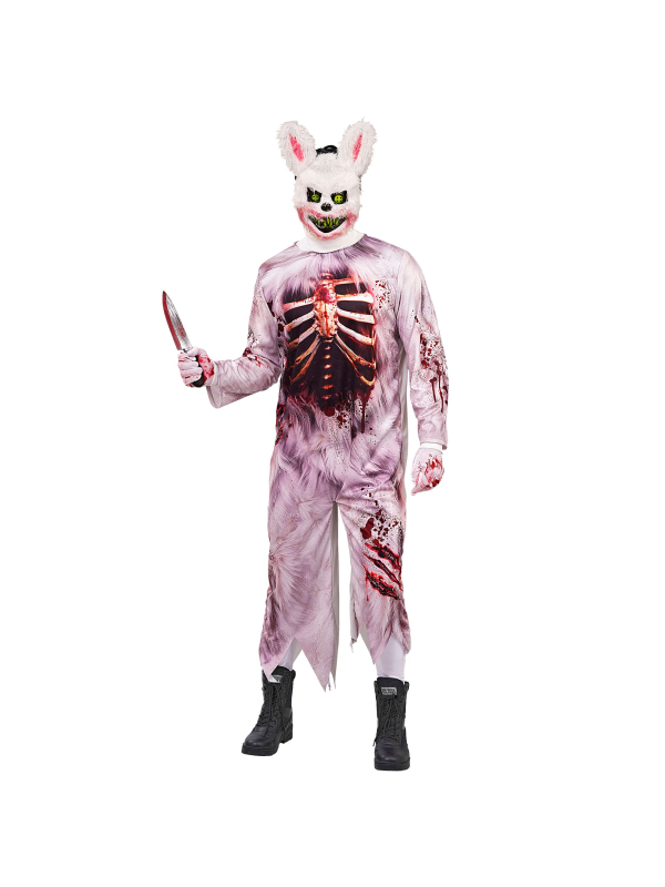 Déguisement lapin zombie homme – Combinaison et masque terrifiant