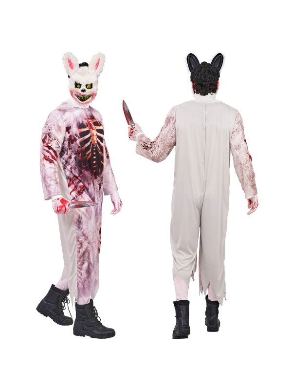 Déguisement lapin zombie homme – Combinaison et masque terrifiant