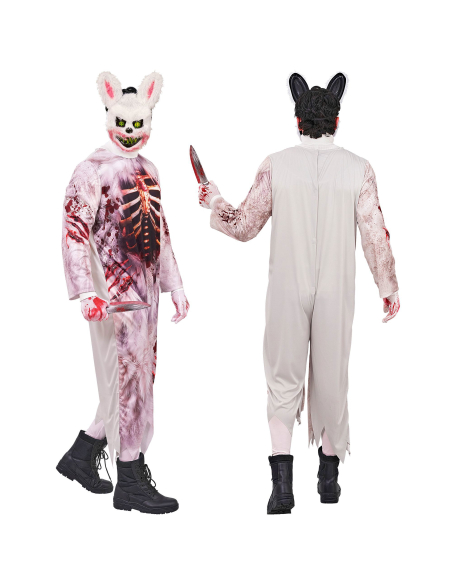 Déguisement lapin zombie homme – Combinaison et masque terrifiant