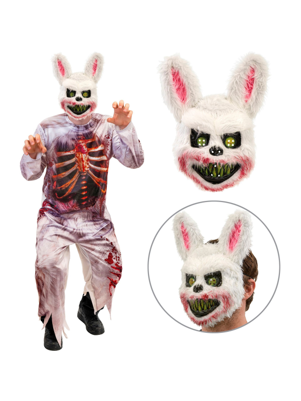 Déguisement lapin zombie homme – Combinaison et masque terrifiant