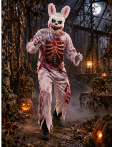 Déguisement lapin zombie homme – Combinaison et masque terrifiant