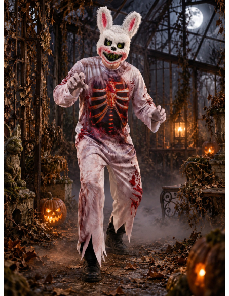Déguisement lapin zombie homme – Combinaison et masque terrifiant